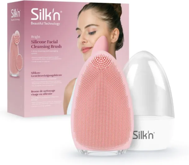 Silk'n - Brosse Nettoyante Visage - Bright - Soins ultra-hygiéniques - Élimine les impuretés - Rose Rose 35mm x 70mm x 110mm