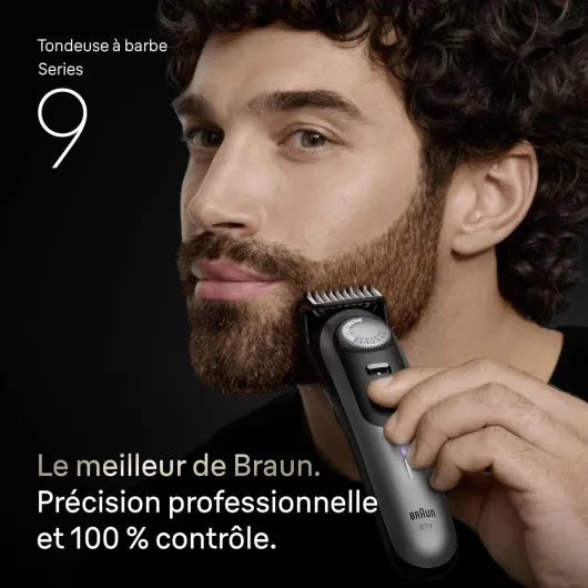 Tondeuse À Barbe Series 9, + 7 Outils De Barbier, Mode PowerBoost, Lame ProBlade, 180 Min D'autonomie, Dégradé, 50 Longueurs, Molette De Précision Et Verrouillage, Étanche, BT9520, Chrome Braun Series 9 BT9520 NOUVEAUTE