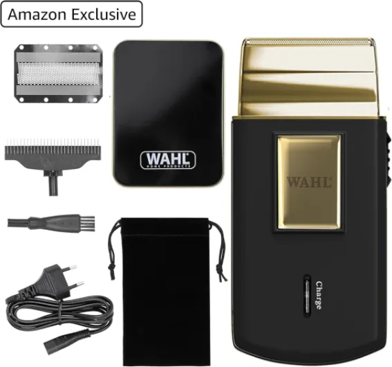 Travel Shaver Gold Edition - Rasoir électrique sans fil et rechargeable pour hommes, idéal pour les voyages, pour couper les cheveux et la barbe, compact et portable Doré