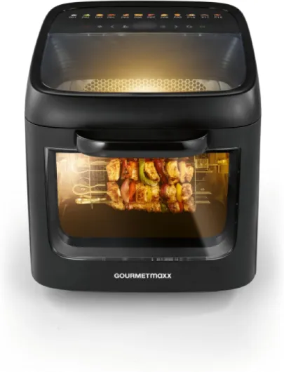 GOURMETmaxx Four à air chaud avec toit panoramique et fenêtre avant 12,5 L - Friteuse à air chaud avec 9 fonctions - Airfryer, friteuse et mini four en 1 - pour max - 8 personnes - Friteuse à air chaud
