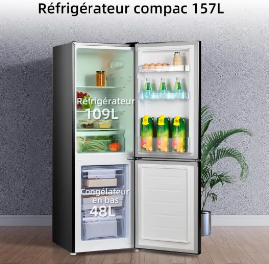 Réfrigérateur congélateur bas FBM157L42 157L (109+48), Largeur 47cm, Low frost, 39 db, Portes réversibles, 12 ans de garantie sur le compresseur 157L Lowfrost