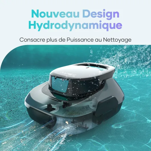 Aspirateur de Piscine sans Fil, Deux Moteurs Puissants et Deux Brosses, 90 Min de Nettoyage Puissant, Automatique de Stationnement, Robot Piscine pour Piscines Hors Sol jusqu'à 80㎡ - Gris Souris Scuba SE