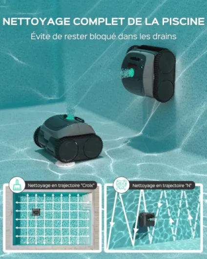 (2025 Upgrade) Robot Piscine sans Fil C1-01 Robot Piscine pour Piscines Enterrées & Hors Sol - Nettoyeur 4-en-1 Paroi & Ligne d'eau 150min/150m², Navigation Intelligente, App-Gris foncé Vert