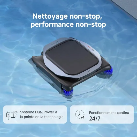 J1 Écumeur de Piscine robotisé, Technologie avancée PoolSense, Nettoyage Complet à 360°, Fonctionnement continu 24/7, Planification Intelligente de la trajectoire, Contrôle par Application