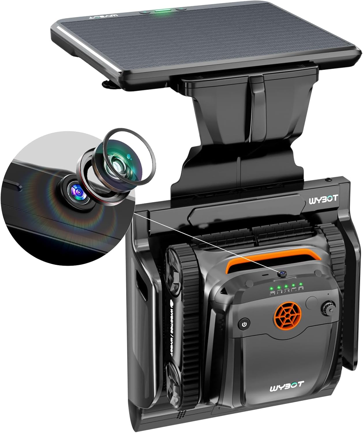 S2 Solar Vision Robot Piscine sans Fil, caméra IA, Chargement Solaire, Retour et Charge automatiques, Nettoyage planifié amélioré, Nettoyage Partiel De Précision (Gris/Orange)