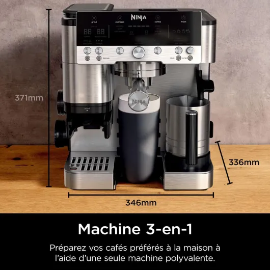 Machine à café Luxe Premier 3-en-1, Latte, Cappuccino, Infusion à froid et Espresso avec broyeur à grains et mousseur à lait intégrés, facile à utiliser, 4 préréglages mousse, argent, ES601EU Premier - Argent