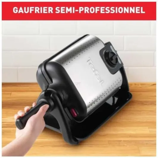 Gaufrier semi professionnel, 1200 W, Thermostat réglable, Voyant lumineux, Poignée rotative et rabattable, Résultat parfait, Nettoyage facile, King Size WM756D12