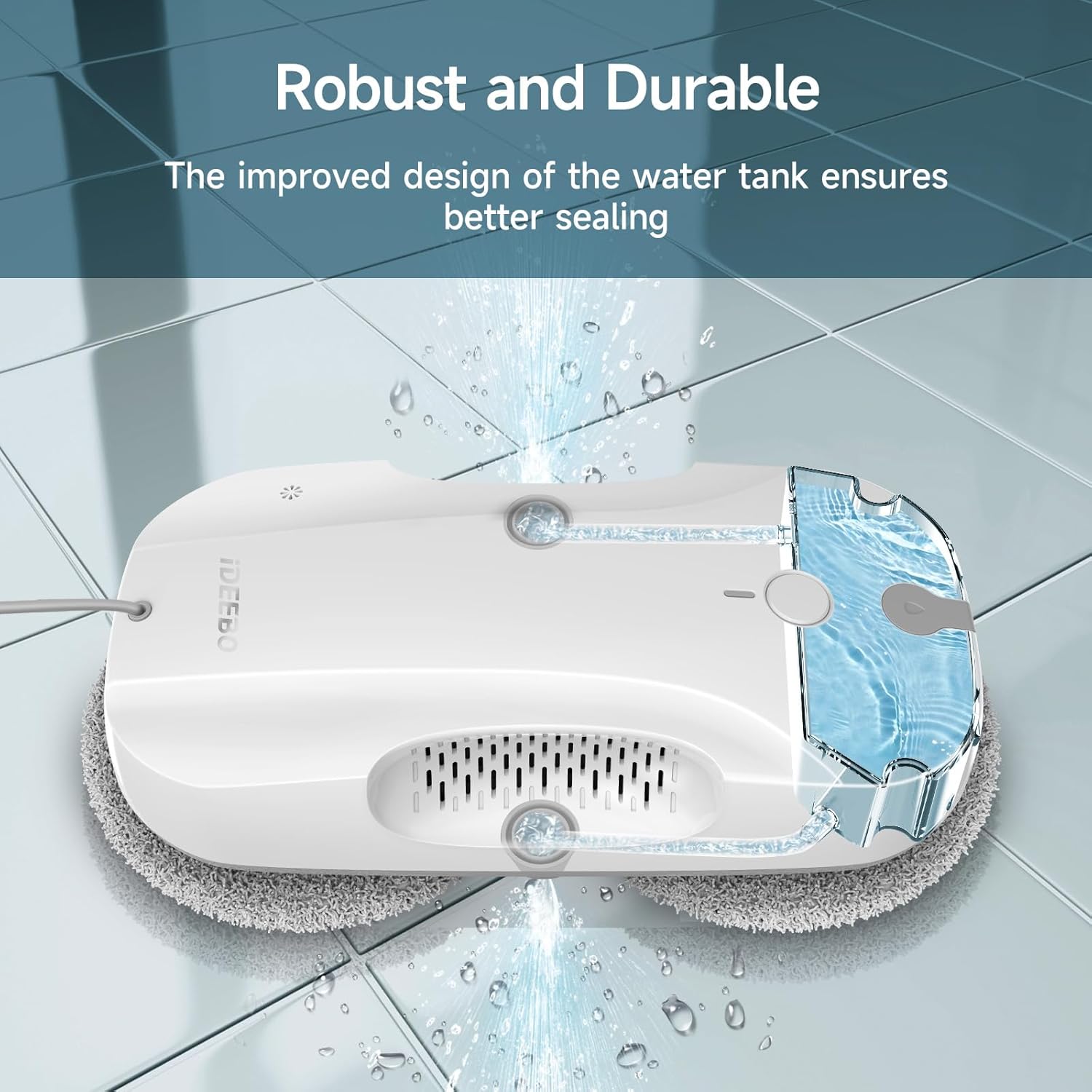 E300 Robot Nettoyeur de Vitres Intelligent, Efficace avec Système de Pulvérisation des Deux Côtés, Planification Automatique des Trajets, et Réservoir Anti-Fuites Blanc