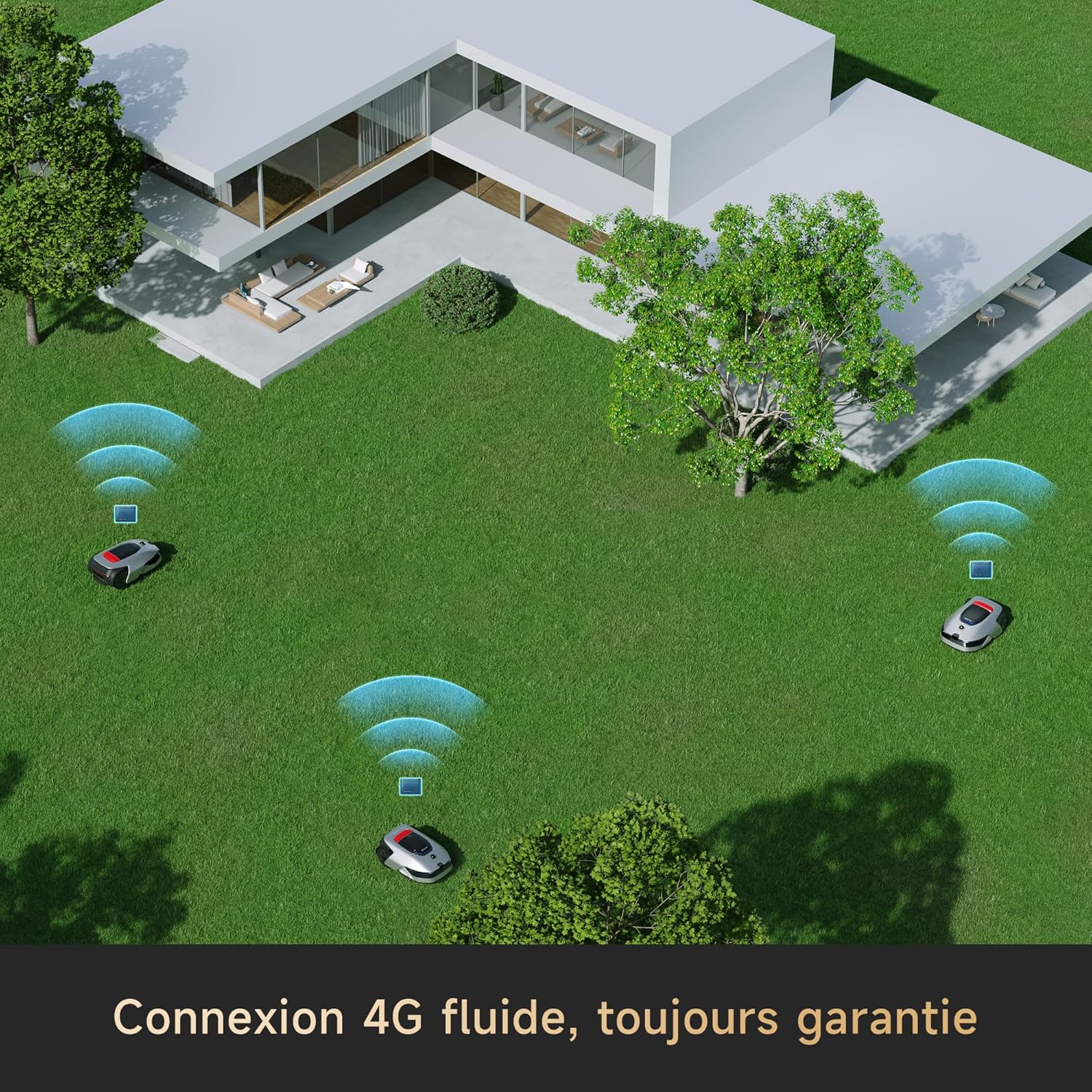 A2 Robot Tondeuse sans Fil Périphérique, 360° 3D LiDAR avec Caméra IA, Cartographie Double Fusion Pelouses 3000 m², évitement d'obstacles, EdgeMaster, Moteur Silencieux, Pente 26,5°