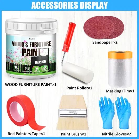 Limino Peinture pour Meubles en Bois - 500g Peinture pour Meubles en Bois, Armoires, Portes, Table à Manger et Chaises, Finition Mate à l'Eau, Non Toxique & Faible Odeur, Séchage Rapide (Noir)