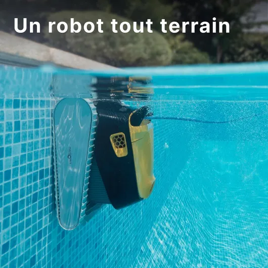 E35 Robot Nettoyeur électrique avec Fil pour Piscine Hors-Sol Jusqu’à 12 m - Nettoyage Fond, parois et Ligne d'eau - Système de Scan Intelligent