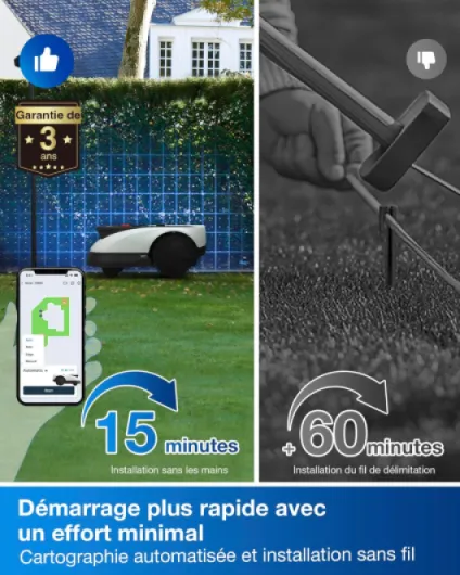 Goat O800 RTK Robot Tondeuse sans Fil périphérique 800 m², RTK+Vision Améliorée par Lidar, Cartographie Automatique, Passages étroits jusqu'à 0,7 m, Tonte précise des Bordures, Pente 45%