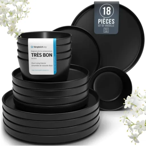 Test Ensemble de Vaisselle en Grès Noir Manhattan : le service de table chic pour un style urbain