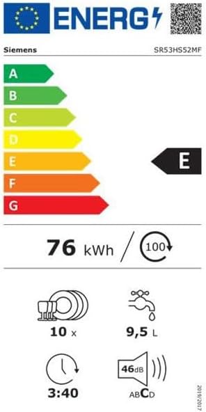 SR53HS52MF - Lave-vaisselle intégrable - Compact 45 cm - 10 couverts - Home Connect - Cuve inox - Tiroir à couverts - RackMatic - varioSpeed Plus - 46 dB