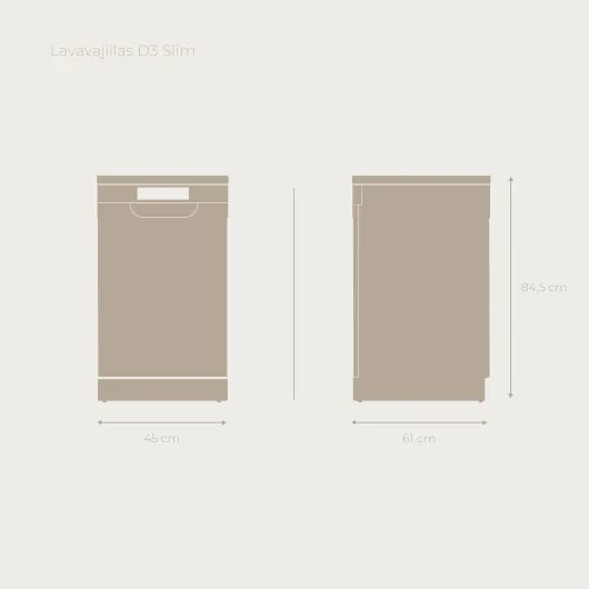 EVVO Lave-vaisselle étroit, largeur 45 cm, capacité pour 10 couverts, programme rapide 30 minutes, programme moyen charge, plateau supérieur réglable, 8 programmes, modèle D3 Slim, finition blanche Blanc 45 cm - 10 cubiertos Série D3