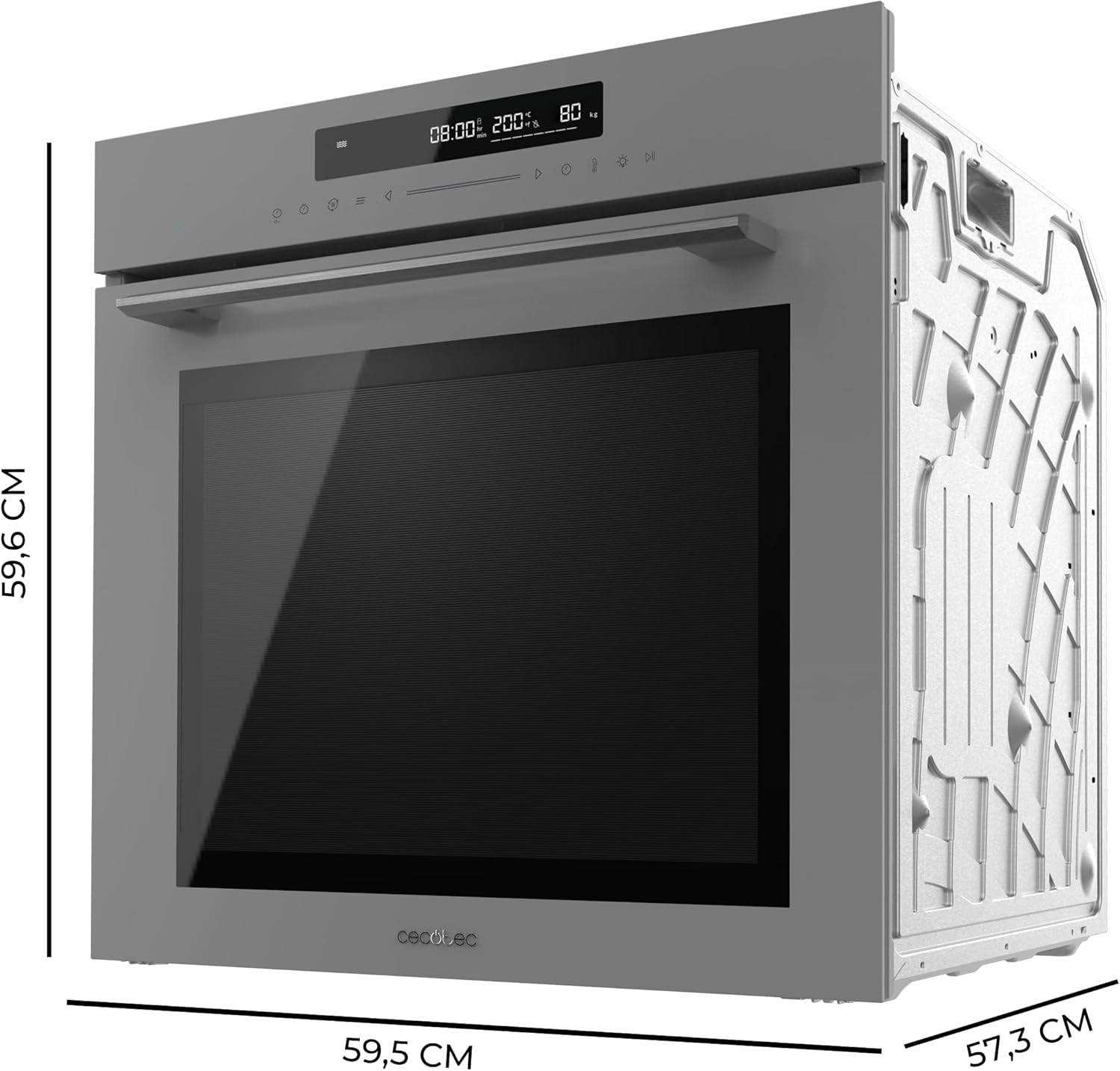 Four Encastrable 60cm Bolero Hexa SM406000 Glass Grey A+ - 2900W, 72L, 12 Fonctions avec Steak Master, Pizza Master, Steam Assist, Steam EasyClean, Mode Eco et Décongélation, Electronic Timer Cristal Gris