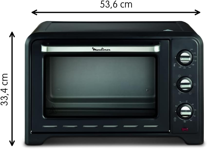 Optimo 33L Four Electrique Chaleur tournante Noir 6 Modes de Cuisson pain pizza tartes gateaux patisseries Grille et Leche frites inclus OX464810