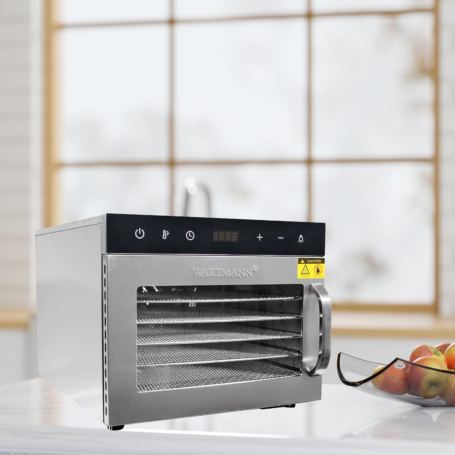 Wartmann WM-2206 DH Déshydrateur automatique en acier inoxydable – Déshydrateur compact avec 6 grilles de déshydratation en acier inoxydable sans BPA