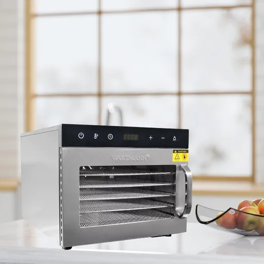 Wartmann WM-2206 DH Déshydrateur automatique en acier inoxydable – Déshydrateur compact avec 6 grilles de déshydratation en acier inoxydable sans BPA