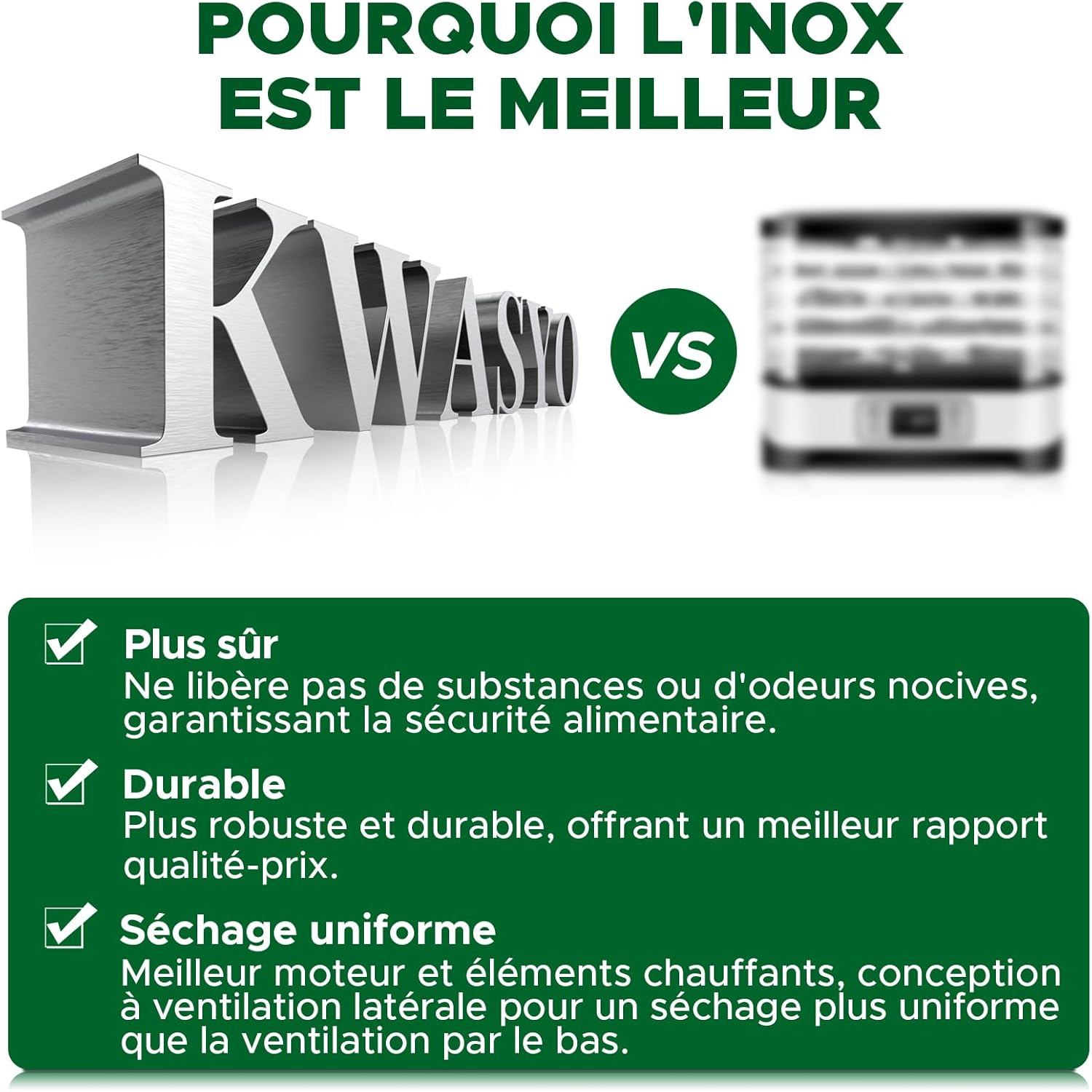 8 Plateaux Deshydrateur Alimentaire en Acier Inoxydable, avec Température Réglable 30 à 90°C et Minuterie Numérique (0-24h), pour Fruits, Poisson, Légumes, Viande, Jerky, Herbes