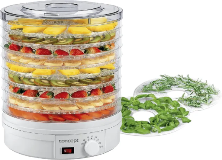 CONCEPT électroménager SO1020 DÉSHYDRATEUR GOBI, 9 PLATEAUX, TRÈS GRANDE CAPACITÉ, THERMOSTAT VARIABLE 35-70°C, Blanc Large
