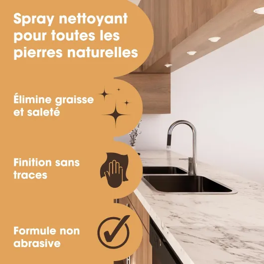 Spray Nettoyant Marbre & Granit Furniture Clinic – Pour Plans de Travail & Éviers en Pierre – Nettoyage Doux Finition Sans Traces – 500 ml 500 ml (Lot de 1)