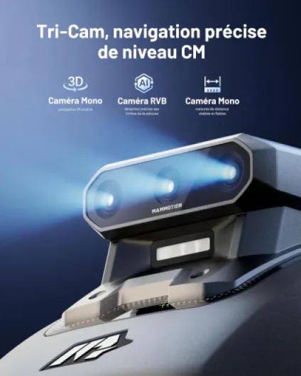 YUKA Mini 2 500 Robot Tondeuse sans Fil Périmétrique, jusqu'à 500m², AI Traitement d’Image à Trois Caméras Robot Tondeuse, Auto Cartographie Multi-Zones, DropMow, Édition Manuelle de Carte