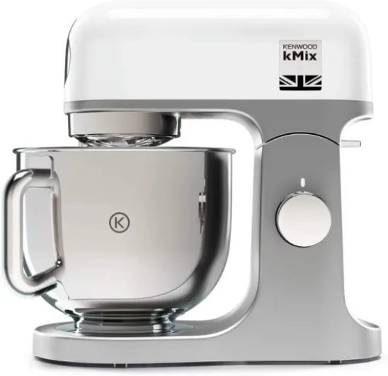 Kenwood Robot Pâtissier Multifonctions KMX750WH, Bol en Acier 5 L, 1000 Watts, Blanc, Compatible avec Hachoir de Boucher KAX950ME en Aluminium Brossé 25 x 16 x 25 cm