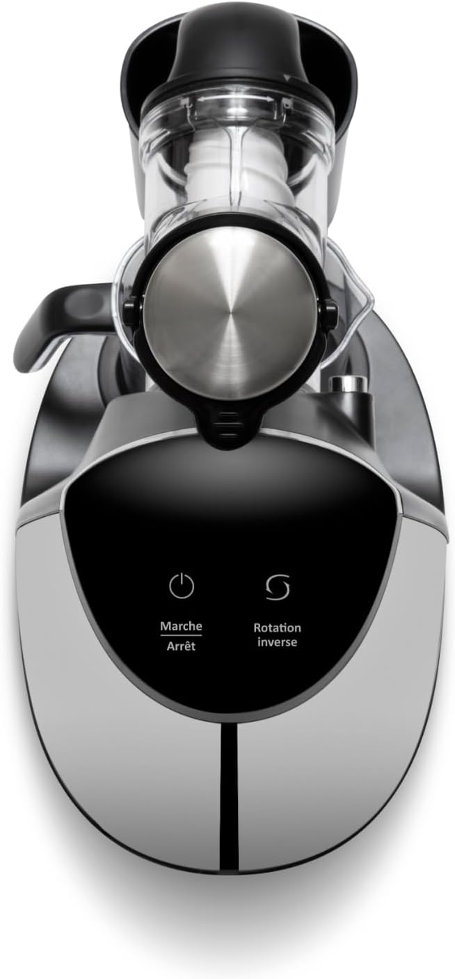 Riviera&bar Extracteur de Jus - Horizontal, Vis Céramique à Extraction Lente 70 trs/mn - 200W, Jus et Sorbets - Bec Anti-goutte, Rotation Inverse - Noir