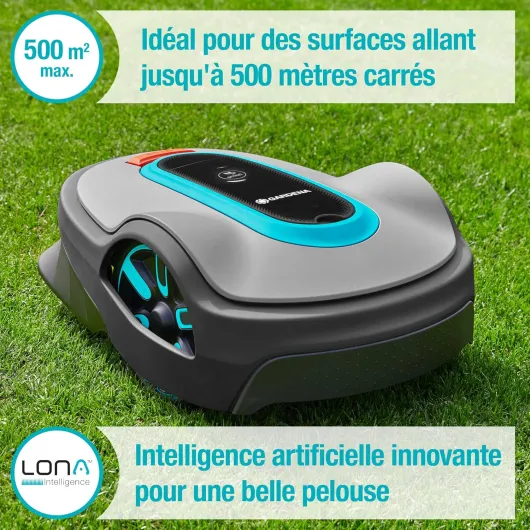 Tondeuse Robot Smart SILENO City 500 m² Set: Technologie Lona IA innovante, réglage Via Application, SensorControl, pour pentes 35% Max, passerelle Smart, FR-Version (19602-66) 500m2