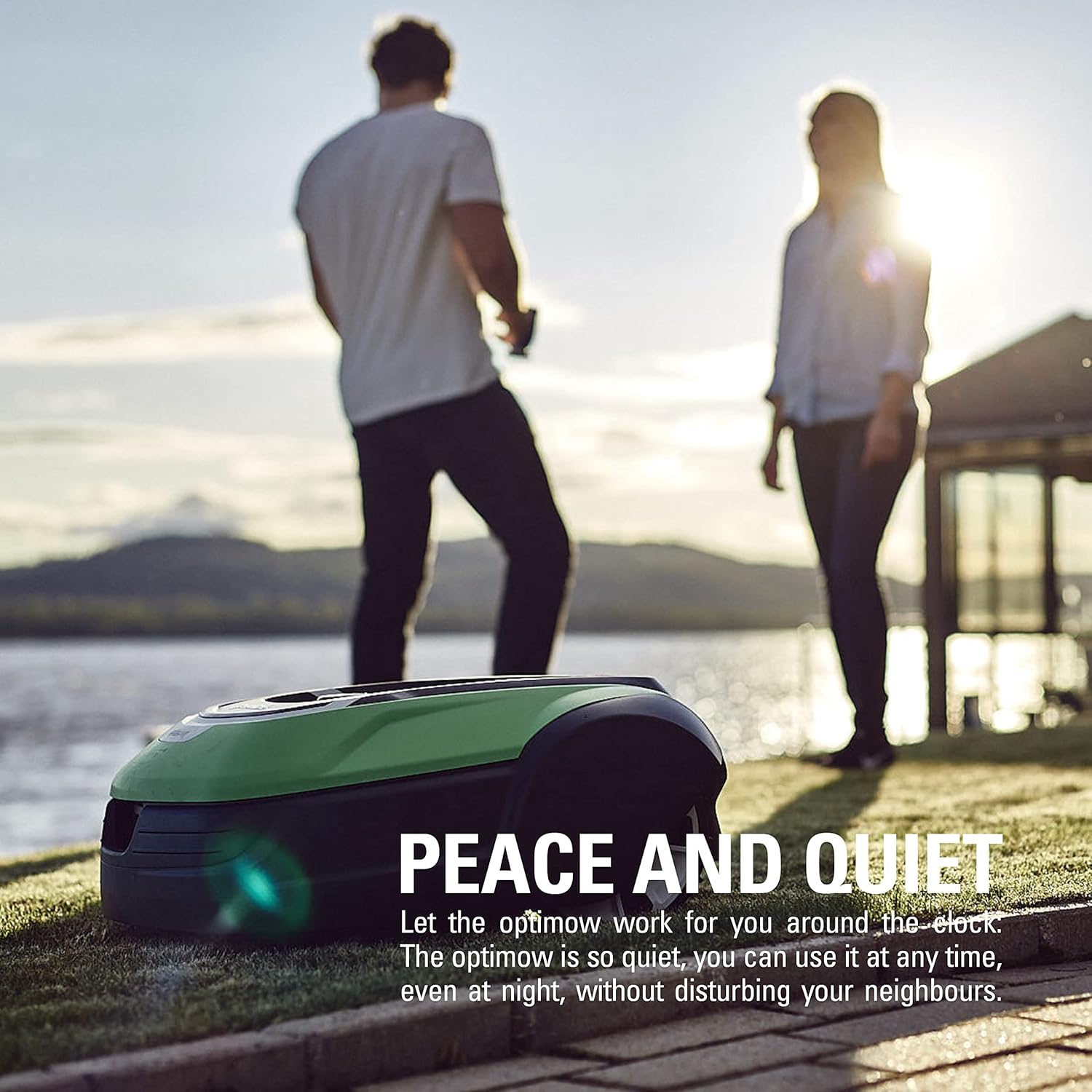 Optimow 10 Robot Tondeuse à Gazon pour Gazon jusqu'à 1000 m² avec 35% de Pente Ultra silencieuse, contrôle 4G, Facile à Installer, Fonctions de sécurité avancées, Protection Contre Le vol,