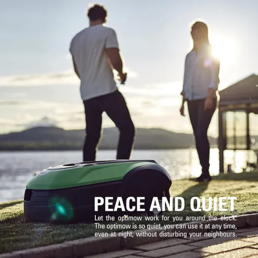Optimow 10 Robot Tondeuse à Gazon pour Gazon jusqu'à 1000 m² avec 35% de Pente Ultra silencieuse, contrôle 4G, Facile à Installer, Fonctions de sécurité avancées, Protection Contre Le vol,
