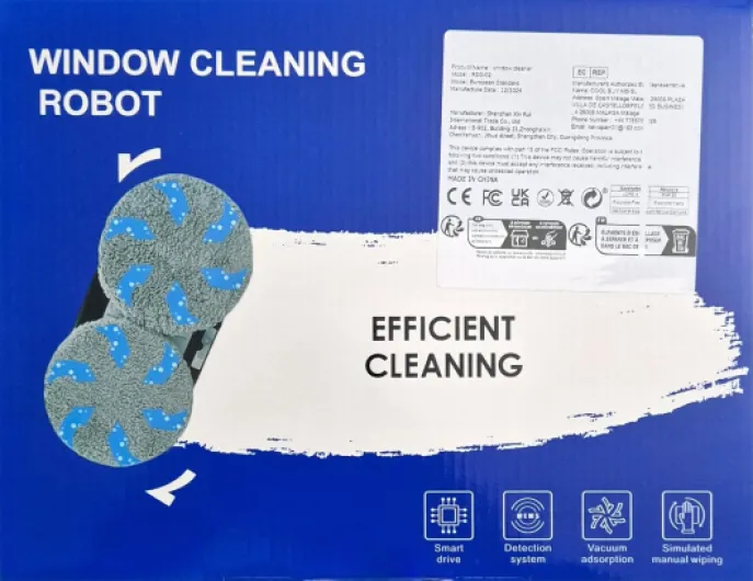 Générique Robot Nettoyeur de Vitres avec Pulvérisateur, Robot Laveur de vitres, 5600 Pa, Télécommande, Navigation Intelligente, Détection des Bords, 10 Lingettes Lavables Blanc