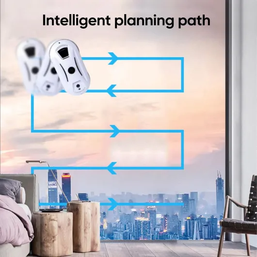 Robot Nettoyeur de vitres avec Jet d'eau Automatique, 5600PA Robot Laveur de Vitre Automatique, Navigation Intelligente,Télécommandé, pour Surfaces Lisses,avec 10 Chiffons (C 2800Pa)