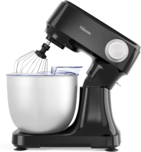 Robot Pâtissier Tristar avec Bol en Acier Inoxydable de 4,5 L, Puissance 1 200 W, 6 Vitesses avec Fonction Pulse, Tête Inclinable, Couvercle Anti-Éclaboussures, MX-4870 4.5L