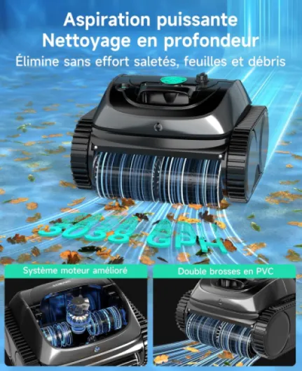 C1 Robot Piscine Fond et Parois 150 Min Aspirateur Piscine avec Planification Intelligente des itinéraires, Nettoyage entièrement Automatique du Sol, 150m² Nettoyage Rapide(Vert Noir)