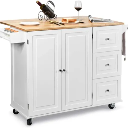 Test COSTWAY Desserte de Cuisine sur roulettes : un îlot pratique qui fait le job sans chichi