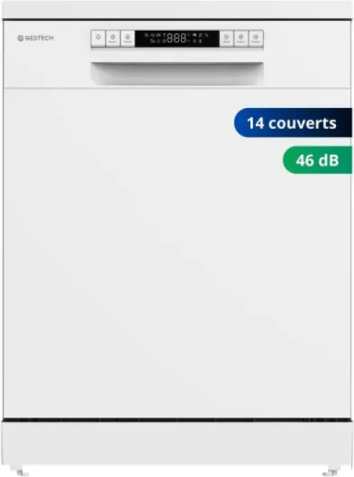 Lave-vaisselle posable blanc 14 couverts GLV1446WH - Départ différé - Eco - Rapide - 46 dB