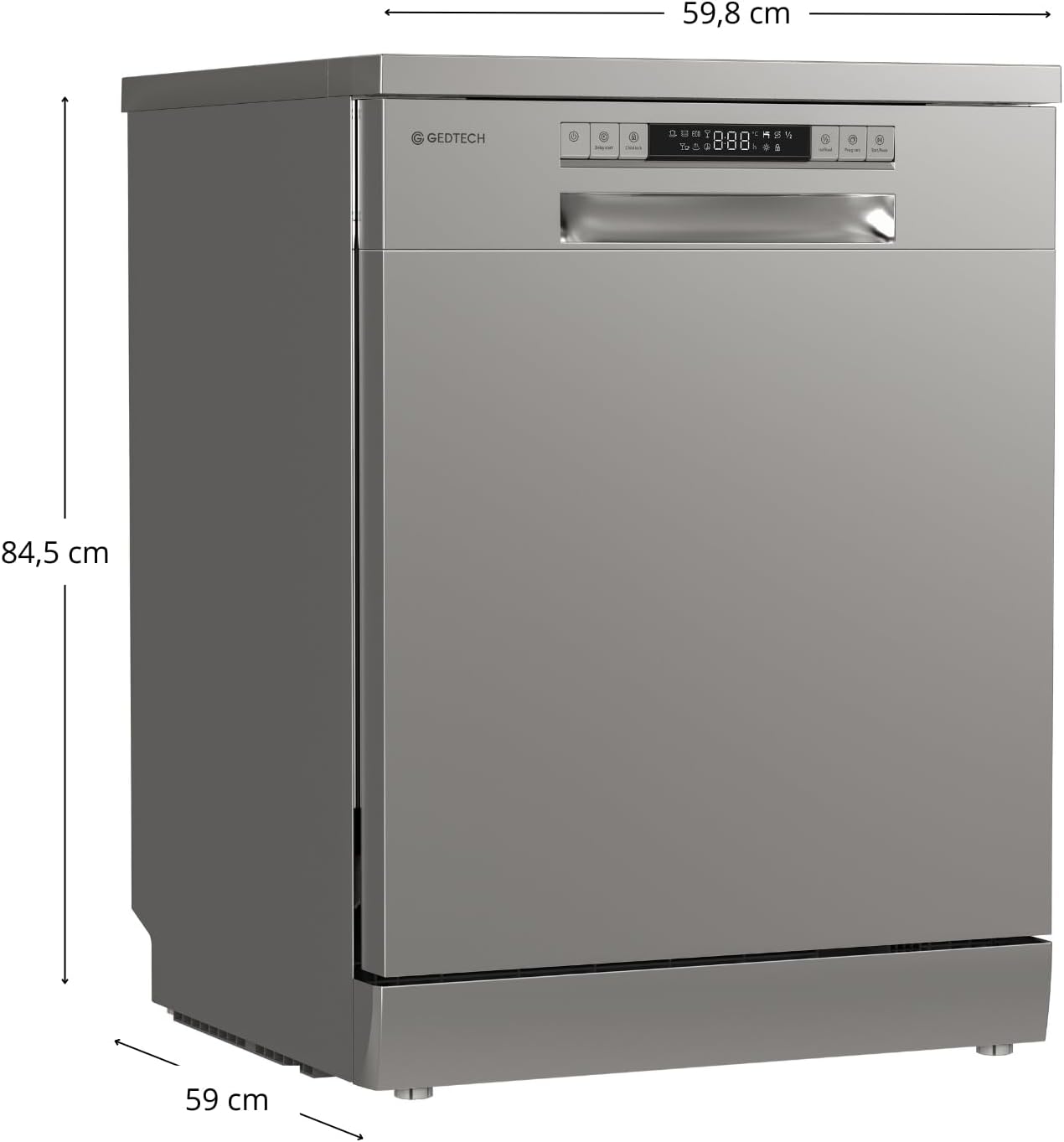 Lave-vaisselle posable noir 14 couverts GLV1446SL - Départ différé - Eco - Rapide - 46 dB (Argent)