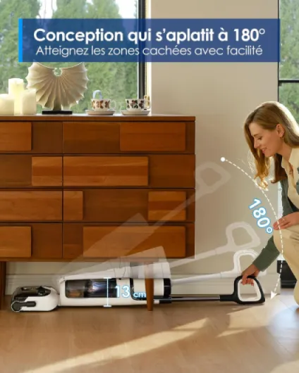 Tineco Floor One Stretch S6 Aspirateur Laveur, Aspirateur Sec et Humide Puissant Intelligent, portée à Plat 180°, Nettoyage Deux Bords, Auto-Nettoyage Flashdry à 70℃ en 5 Min, 40 Min d'autonomie