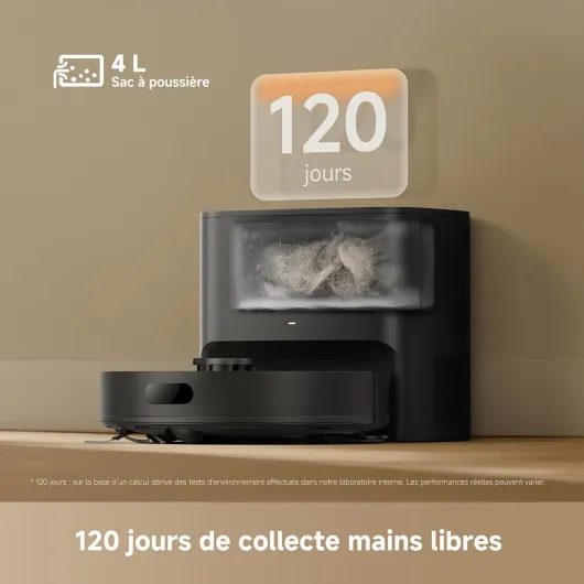Dreame D20 Air Plus Robot aspirateur et Laveur 2-en-1 avec Aspiration 20000Pa, Technologie Anti-nœuds, Station de vidage Auto, Nettoyage en Profondeur des Tapis et Navigation Intelligente D20 Air Plus Noir