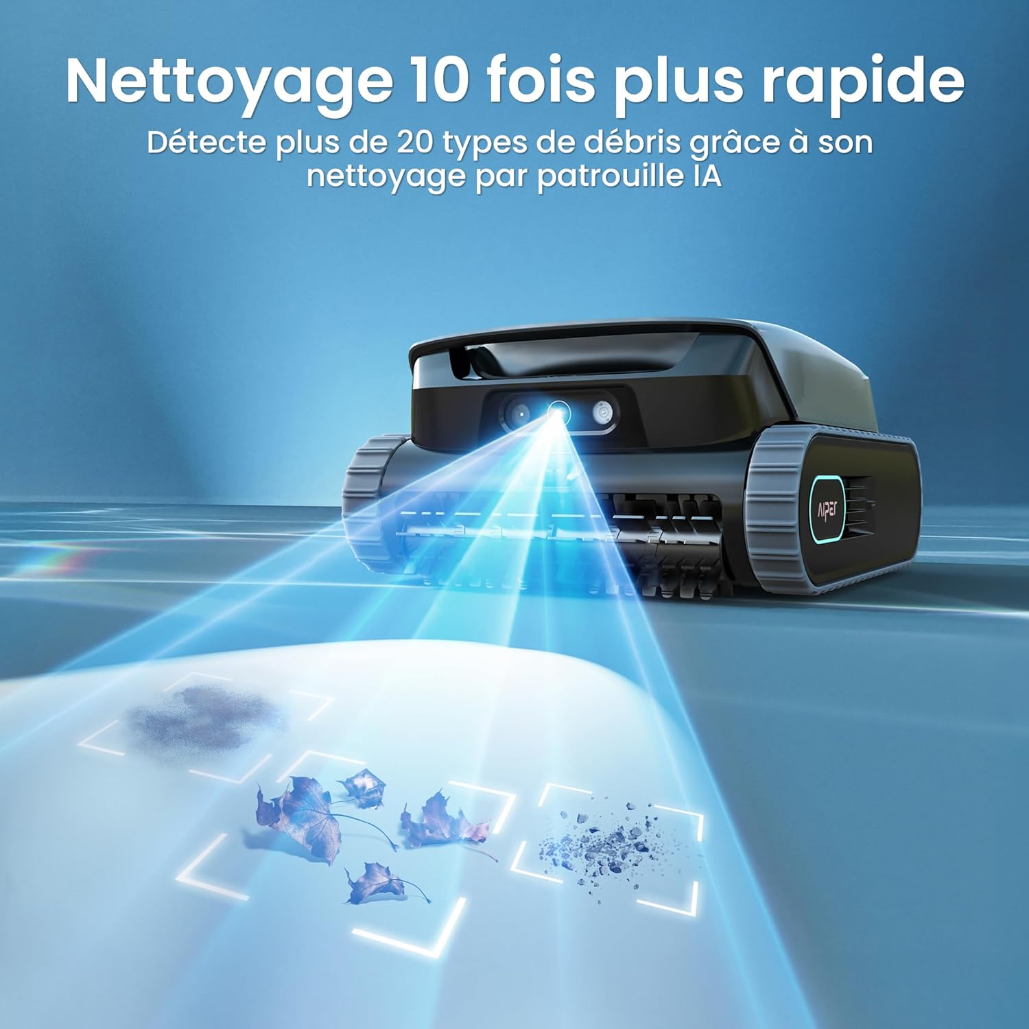 (Nouveau 2026) Scuba V3 Robot Piscine Fond et Parois avec Vision par IA, Aspirateur Piscine sans Fil Léger avec App, Aspiration Puissante, Filtre 3 μm, Idéal pour Piscines Jusqu’à 200 m² Gris
