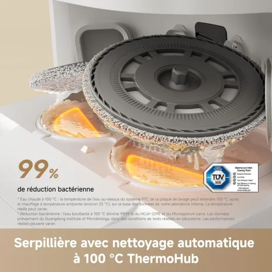 Dreame L50 Ultra AE Robot aspirateur Laveur, 28 000 Pa, 100 Jours de vidage Automatique, Nettoyage des serpillières à Haute température, Nettoyage des Bords et des Coins, Brosse Anti-enchevêtrement L50 Ultra AE Blanc