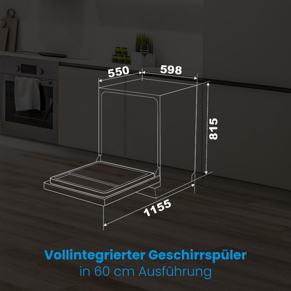 Bomann Lave-Vaisselle Encastrable 60 cm GSPE7421VI Blanc - 14 Couverts, Affichage LED, 5 Programmes, Économie d'Énergie, Cuve en Acier Inoxydable, 47 dB, 11L par Cycle