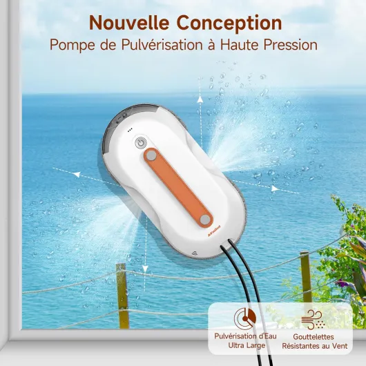 X7 Pro Robot Lave-vitres Intelligent – Nettoyage sans Traces pour vitres, carrelages et Surfaces Lisses • Pulvérisation bilatérale • Grand réservoir