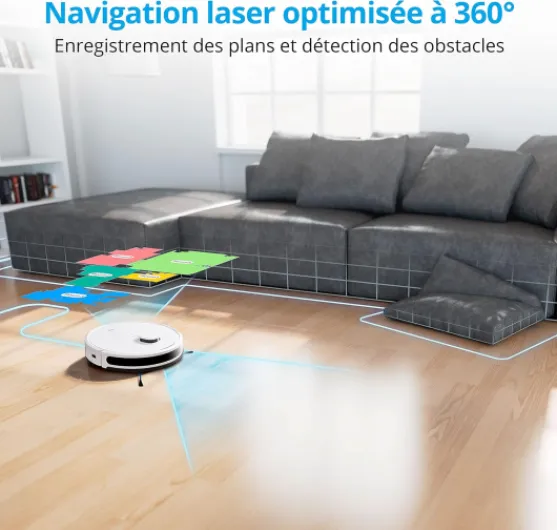 Robot aspirateur X20 SW (MD111415) avec Station de vidange, aspirateur Laveur avec Navigation Laser, aspirateur sans Fil connecté au Smartphone ou à la Tablette.