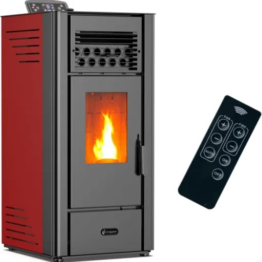 Test Poêle à granulés air Anita 10 kW Bordeaux Sannover Rouge : du chauffage correct sans se ruiner