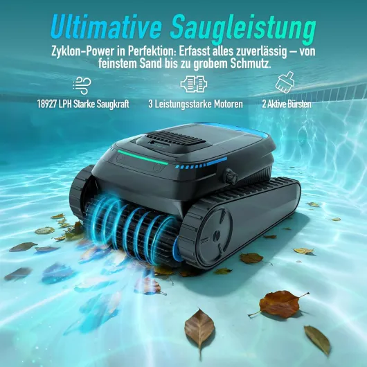 (2026 New) PC10 Robot Piscine sans Fil Sol et Parois, Ligne d'eau, Aspirateur Piscine sans Fil Batterie, 18927 LPH Max, Navigation Intelligente, Nettoyeur de Piscine Jusqu'à 170 ㎡