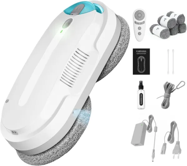 X1 Robot Nettoyeur de Vitres avec Spray Ultrasonique Bidirectionnel, Double hélice4800-6400pa,Réservoir 85ml, Détection des Bords, Navigation Intelligente, pour Fenêtres et Miroirs (Blanc)