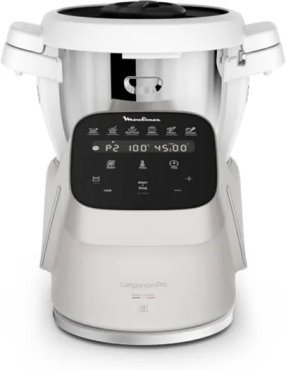 Robot cuiseur, Capacité 4,5 L, 15 modes, Mode manuel, Balance intégrée, Silencieux, Application Moulinex, Recettes illimitées, Fabriqué en France, Companion Pro, HF850BF0
